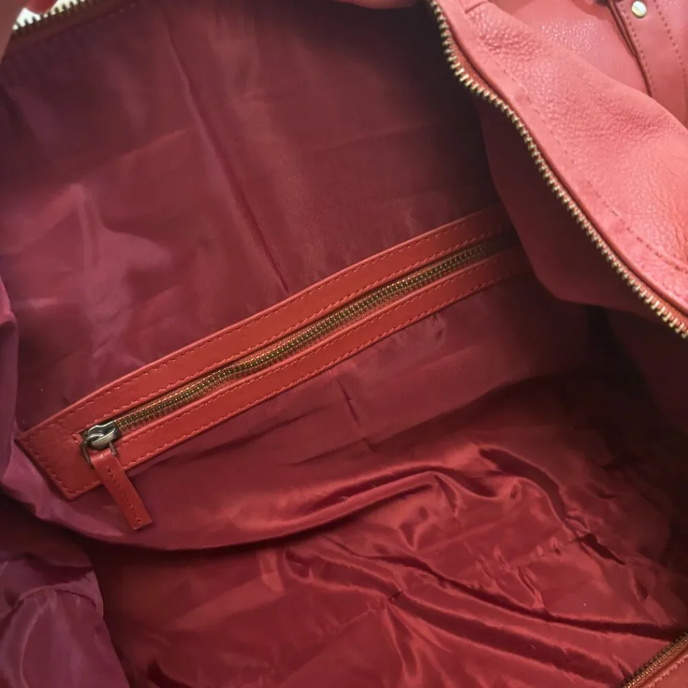 Leather Traveler Bags Hand Dyed Dark Red Carry On Travel Medium & Small size - Picture 15 of 15